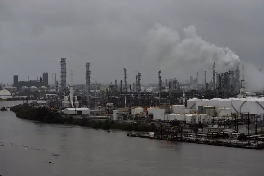The Valero Houston Refinery is threatened by the swelling waters of the Buffalo Bayou after Hurricane Harvey inundated the Texas Gulf coast with rain, in Houston, Texas, U.S. August 27, 2017.