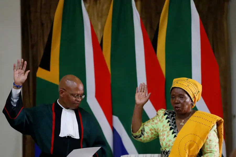 Nkosazana Dlamini Zuma is sworn in as South Africa's Minister of Cooperative Governance and Traditional Affairs, May 30, 2019.