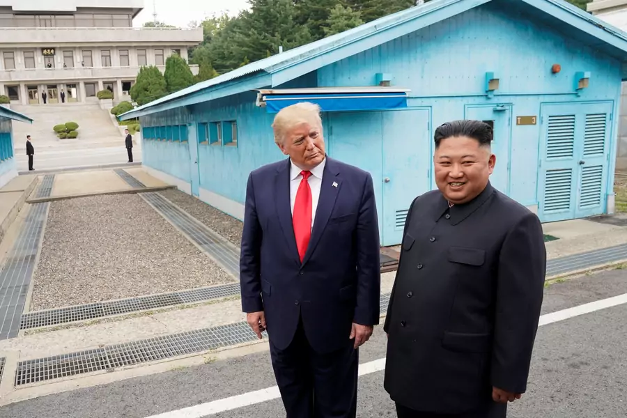 U.S. President Donald Trump meets with North Korean leader Kim Jong-un at the demilitarized zone separating the two Koreas, in Panmunjom, South Korea, on June 30, 2019.