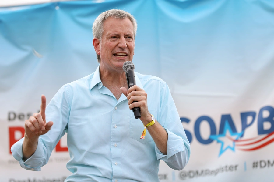 Bill de Blasio speaks at the Iowa State Fair in Des Moines. Scott Morgan/REUTERS