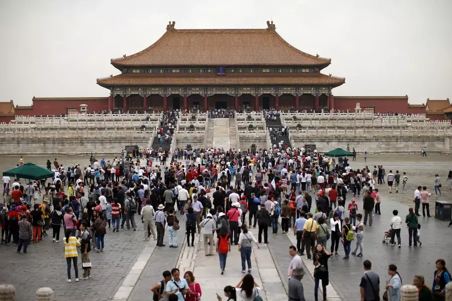 Tourists visit the Forbidden City in Beijing, China, on September 16, 2014.