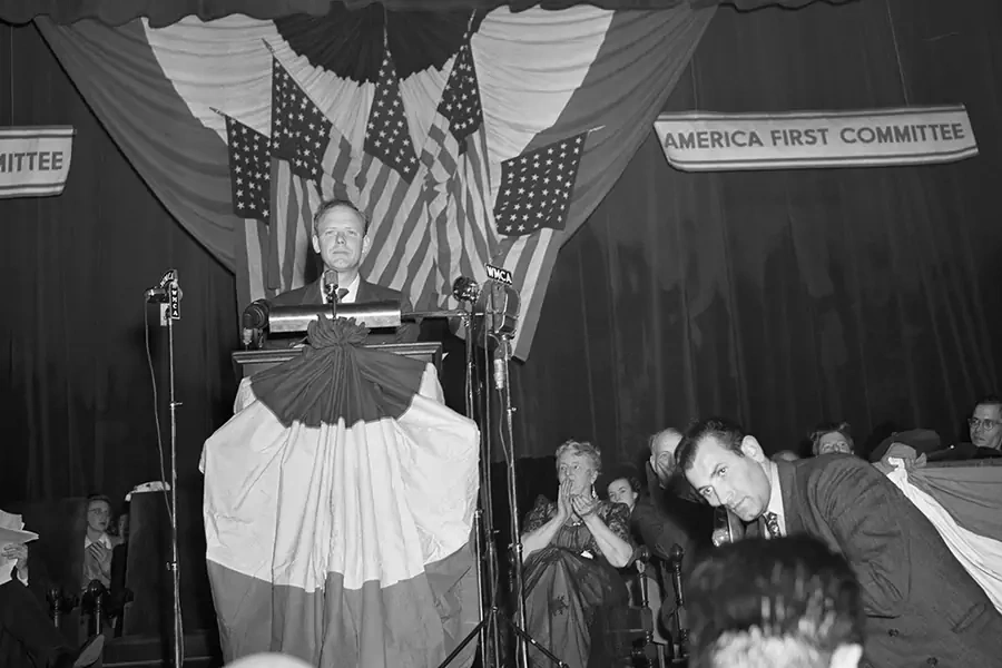Charles Lindbergh speaking at America First Rally.