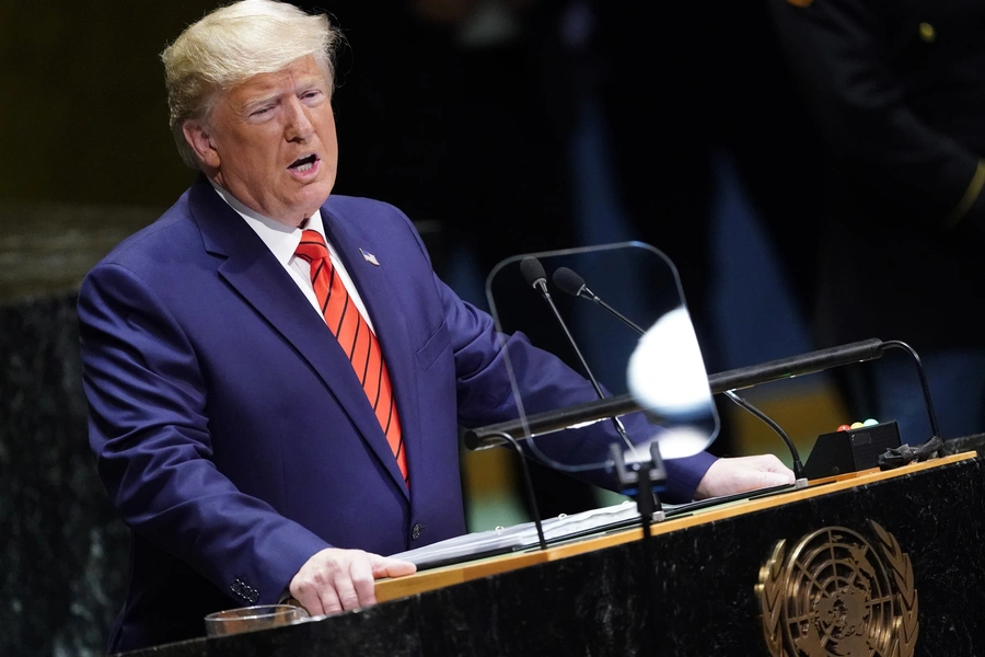 U.S. President Donald J. Trump addresses the 74th session of the United Nations General Assembly in New York City, NY on September 24, 2019. 