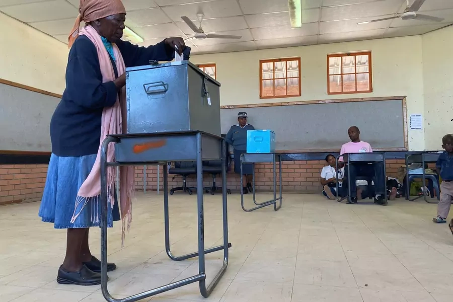 A woman casts her ballot at Moshupa village, in the Southern District of Botswana, October 23, 2019