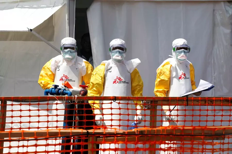 Health workers dressed in protective suits are seen at the newly constructed MSF(Doctors Without Borders) Ebola treatment centre in Goma, Democratic Republic of Congo, August 4, 2019.