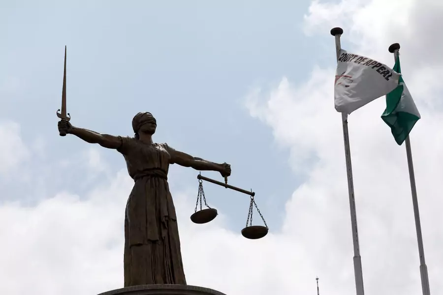A Lady Justice statue stands outside the Court of Appeal in Abuja, Nigeria, on September 11, 2019.