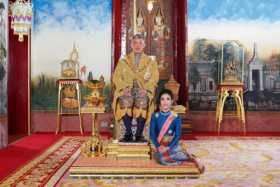 Thailand's King Maha Vajiralongkorn and General Sineenat Wongvajirapakdi, the royal consort, pose at the Grand Palace in Bangkok, Thailand, in this undated handout photo obtained by Reuters on August 27, 2019.