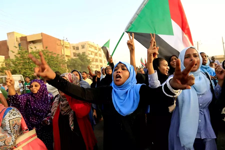 Sudanese protesters march during a demonstration Khartoum, Sudan July 2019.