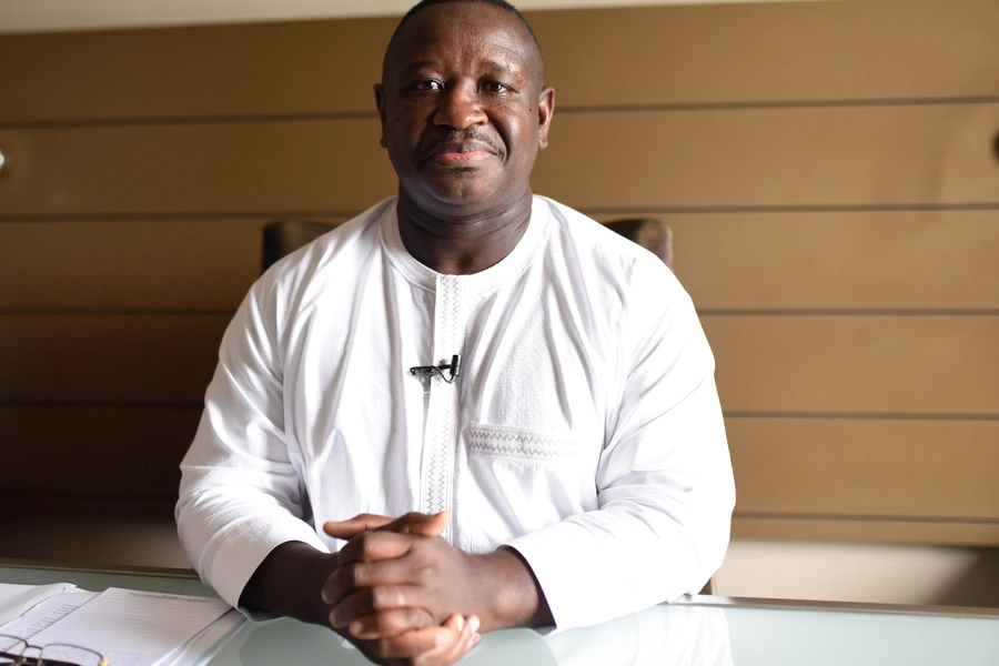 Sierra Leone's President Julius Maada Bio attends an interview in Freetown, Sierra Leone, April 5, 2018.