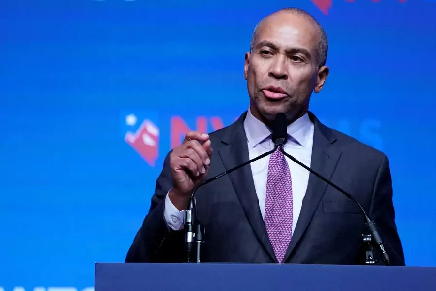 Deval Patrick speaks at a First in the West event in Las Vegas, Nevada on November 17, 2019. Carlo Allegri/REUTERS