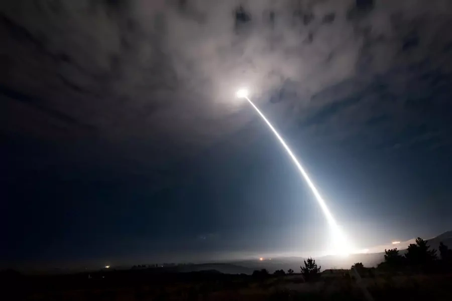 An unarmed Minuteman III intercontinental ballistic missile launches during a test at Vandenberg Air Force Base in California. 