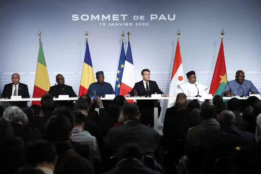 France's President Emmanuel Macron with the G5 Sahel heads of state deliver a news conference as part of the G5 Sahel summit on the situation in the Sahel region in Pau, France January 13, 2020