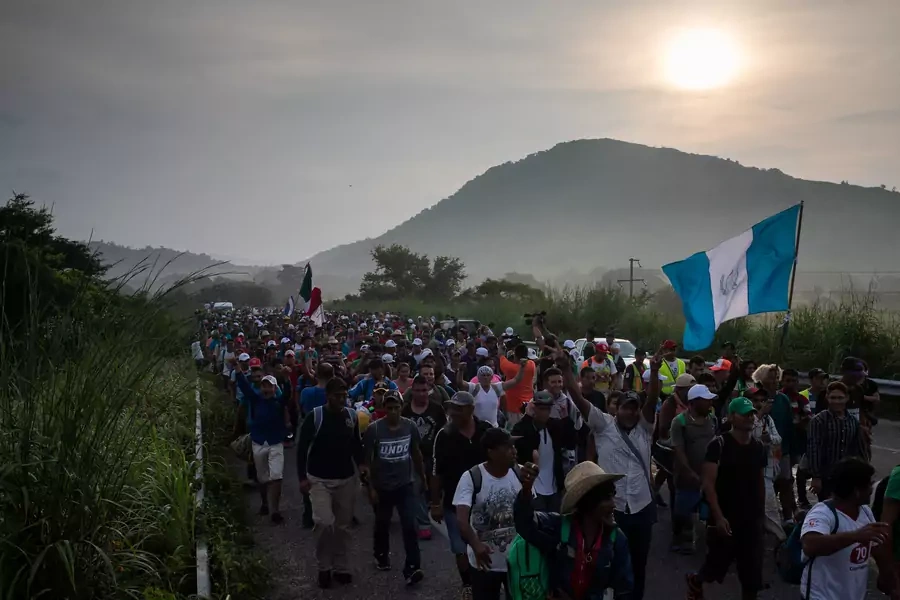 Thousands of migrants from Central America travel through Mexico on their way to the United States, on October 27, 2018. 