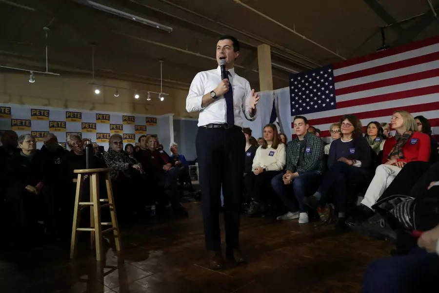 Former South Bend mayor Pete Buttigieg speaks at a campaign rally in Muscatine, Iowa, on January 21. 