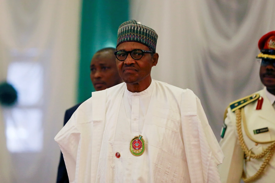 Nigeria's President Muhammadu Buhari attends the opening of the 56th Ordinary Session of the ECOWAS Authority of Heads of State and Government in Abuja, Nigeria, on December 21, 2019.