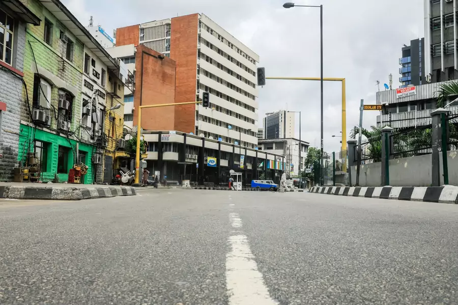 A view of the deserted central business district is pictured on the first day of a 14-day lockdown aimed at limiting the spread of coronavirus disease (COVID-19) in Lagos, Nigeria, on March 31, 2020. 