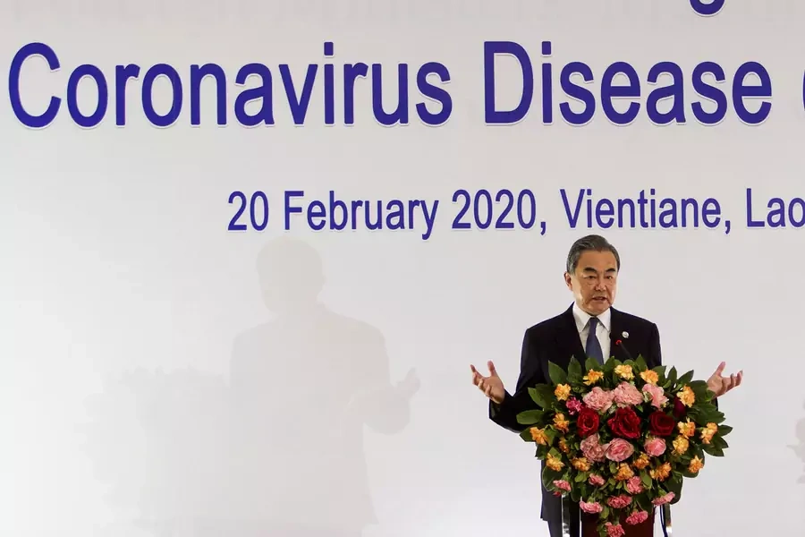China's Foreign Minister Wang Yi speaks during a news conference after a meeting of foreign ministers of the Association of South East Asian Nations (ASEAN) and China about the coronavirus outbreak, in Vientiane, Laos February 20, 2020.
