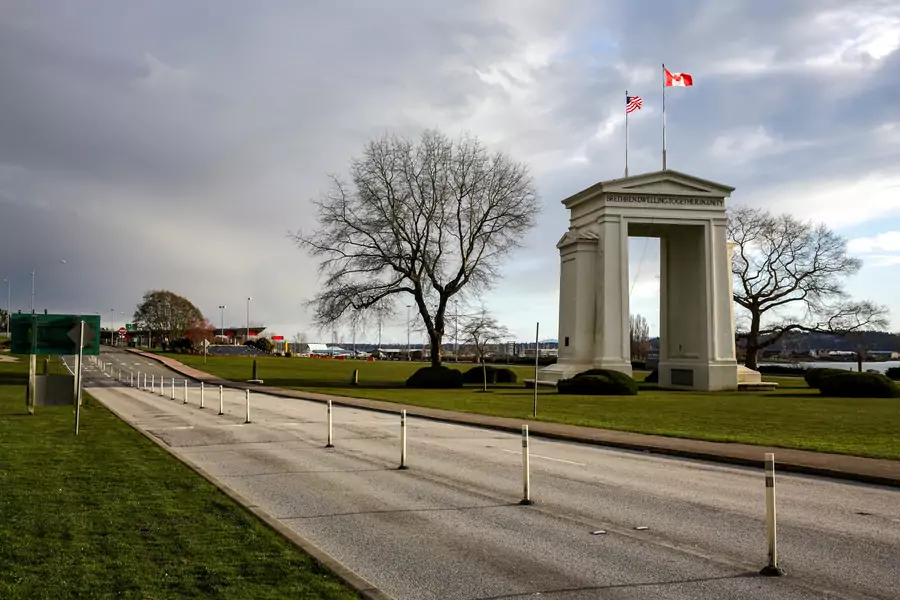 Peace Arch Historical State Park at the U.S. and Canada border is pictured while non-essential travel is temporarily restricted as efforts continue to help slow the spread of coronavirus disease (COVID-19) in Blaine, Washington, U.S. March 23, 2020.