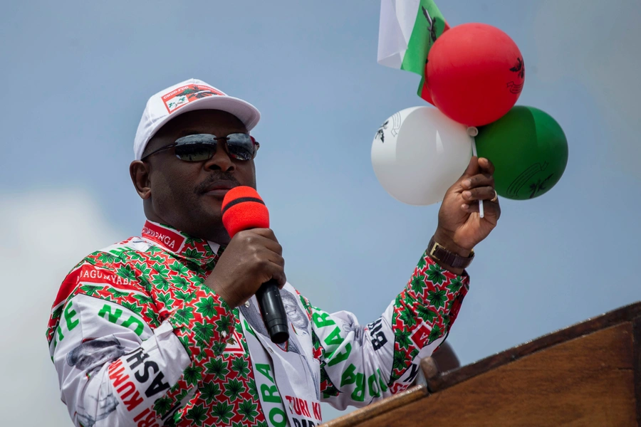 Burundi's President Pierre Nkurunziza attends a campaign rally at the Bugendana Stadium in Gitega Province, Burundi April 27, 2020