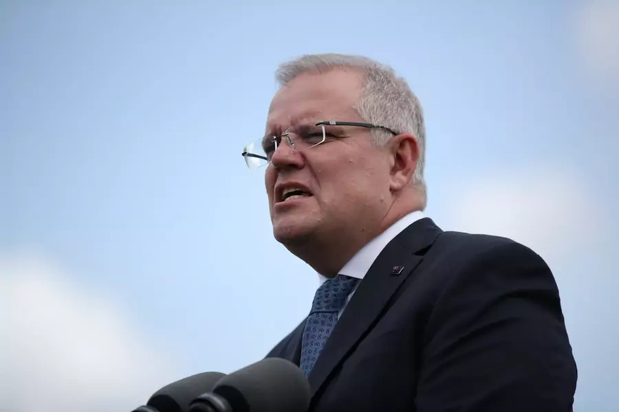 Australian Prime Minister Scott Morrison speaks during a joint press conference held with New Zealand Prime Minister Jacinda Ardern at Admiralty House in Sydney, Australia, on February 28, 2020.