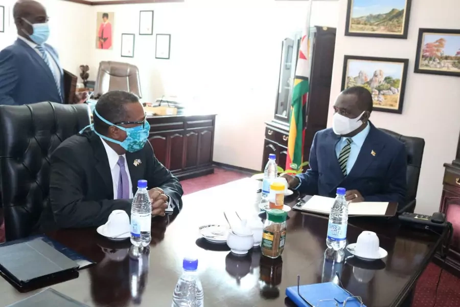 U.S. Ambassador Brian Nichols Meets with Zimbabwean Foreign Minister Sibusiso Moyo in Harare, June 1, 2020 