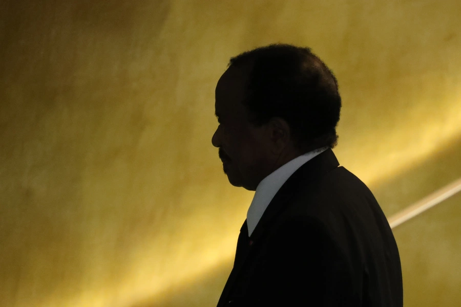 President Paul Biya of Cameroon departs after addressing the 71st United Nations General Assembly in New York, U.S.A., on September 22, 2016.