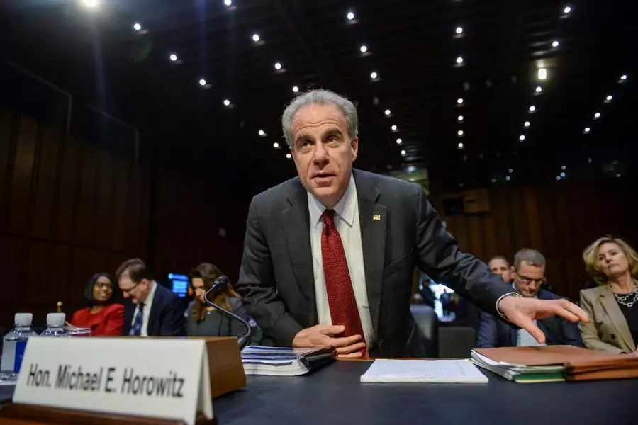 U.S. Justice Department Inspector General Michael Horowitz arrives to testify before a Senate Judiciary Committee hearing "Examining the Inspector General's report on alleged abuses of the Foreign Intelligence Surveillance Act (FISA)."