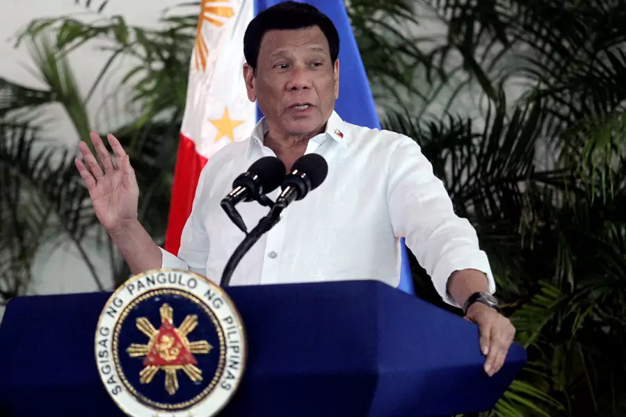President Rodrigo Duterte speaks at Davao International airport in Davao City in southern Philippines on September 8, 2018.