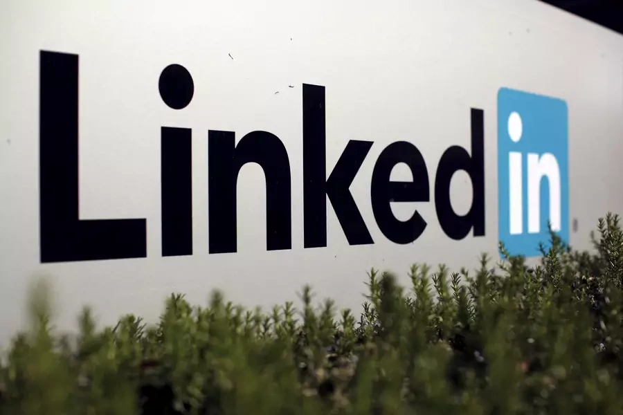 The logo for LinkedIn Corporation is shown in Mountain View, California.