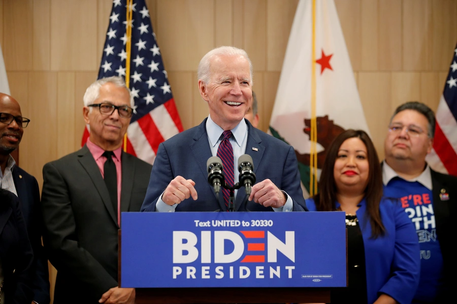 Democratic U.S. presidential candidate and former Vice President Joe Biden speaks during a campaign stop.