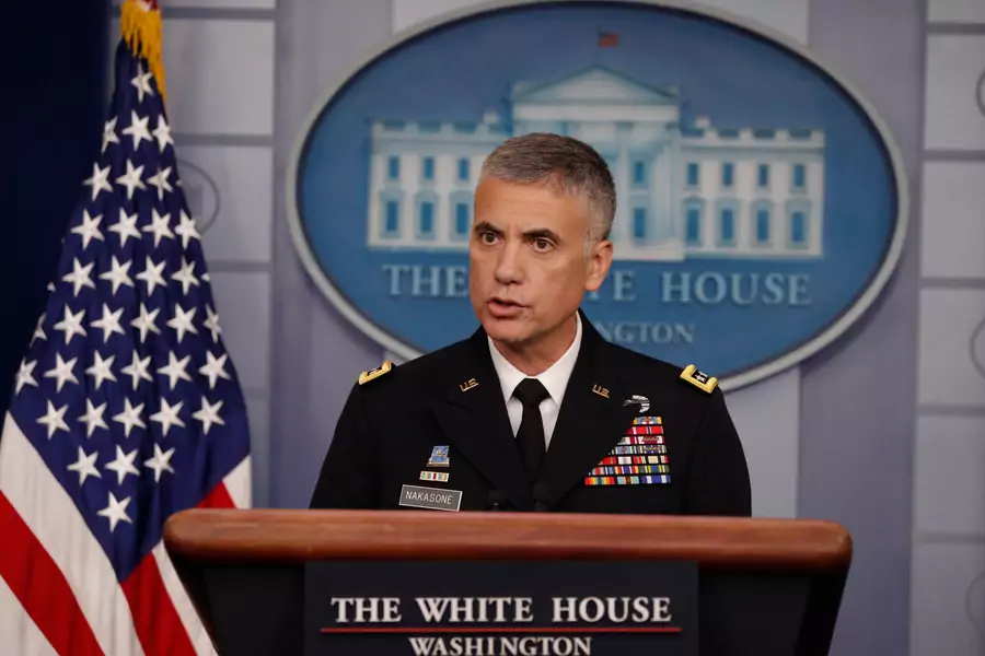 National Security Agency (NSA) Director General Paul Nakasone addresses a briefing on election security.