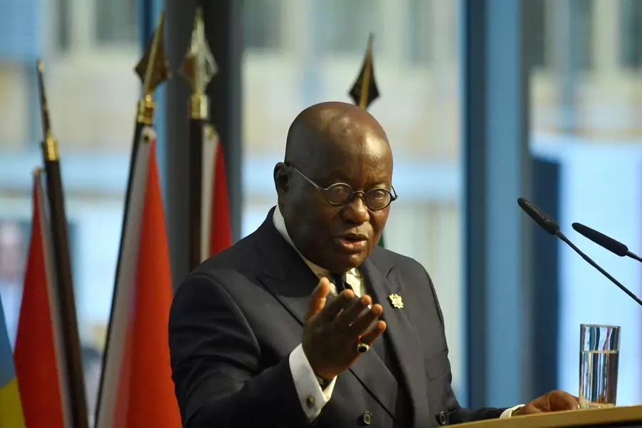 Ghana's President Nana Akufo-Addo addresses participants of the "G20 Investment Summit - German Business and the CwA Countries 2019" on the sidelines of a Compact with Africa (CwA) in Berlin , Germany, on November 19, 2019.