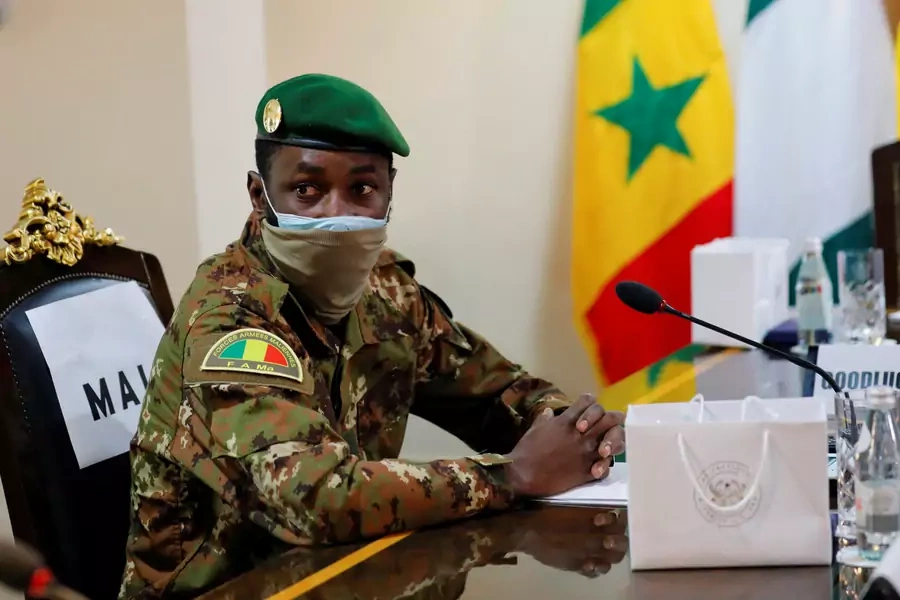 Colonel Assimi Goita, leader of the Malian military junta, attends the Economic Community of West African States (ECOWAS) consultative meeting in Accra, Ghana, on September 15, 2020.