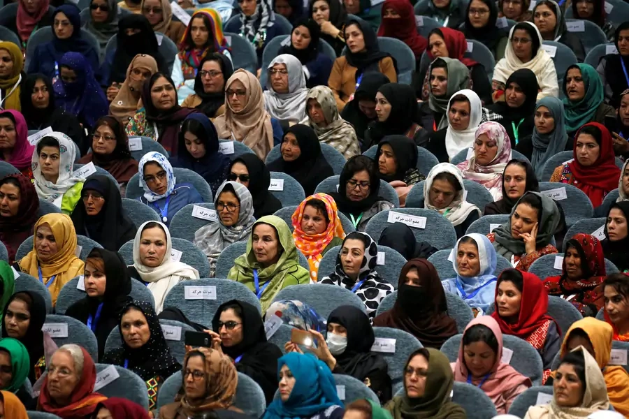 Afghan women participate in a consultative grand assembly, or Loya Jirga, on April 29, 2019 in Kabul. 