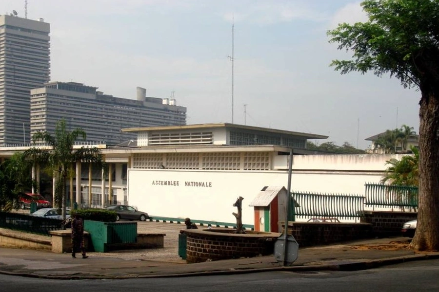 A view of the National Assembly, Ivory Coast's lower house of parliament, in the country's largest city, Abidjan.