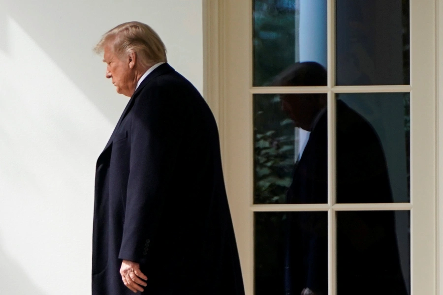 President Donald Trump departs the White House for a campaign event in New Jersey on October 1, 2020.