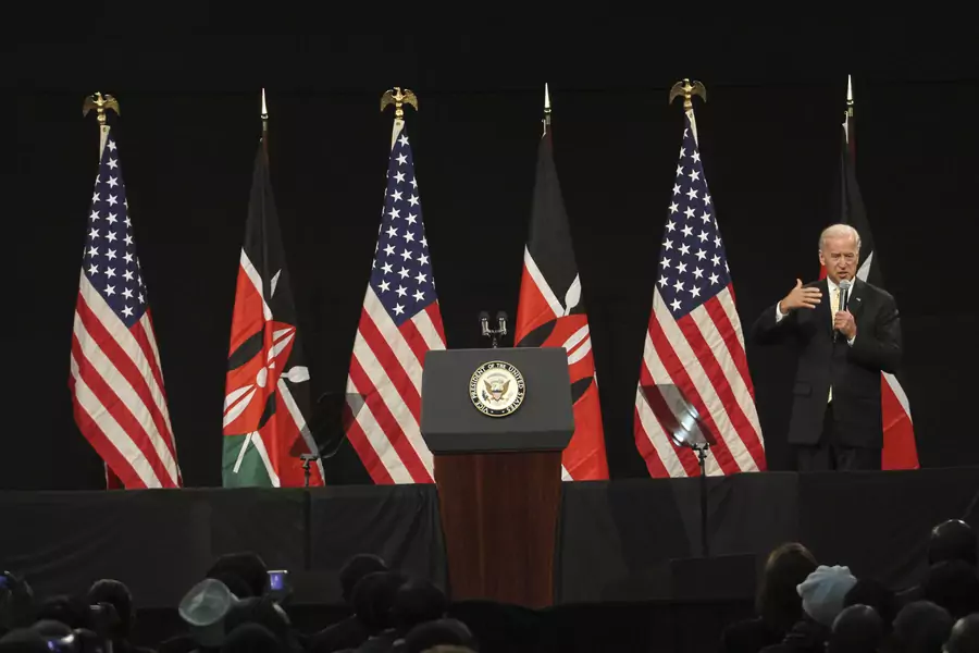 U.S. Vice President Joe Biden addresses a public forum at the Kenyatta International Conference Centre on his third day in the Kenyan capital Nairobi on June 9, 2010.