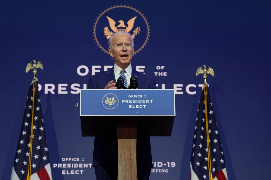 U.S. President-elect Joe Biden speaks to reporters.