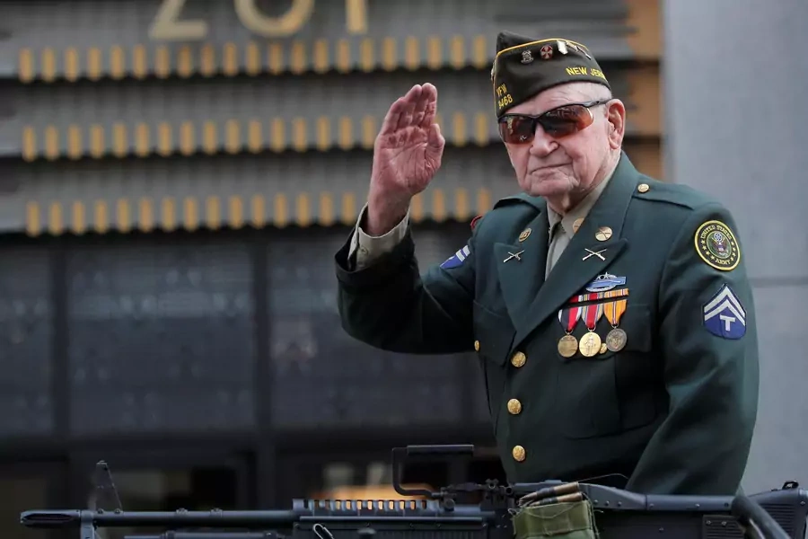A World War II veteran takes part in the Veterans Day Parade in New York City on November 11, 2019. Brendan McDermid/Reuters