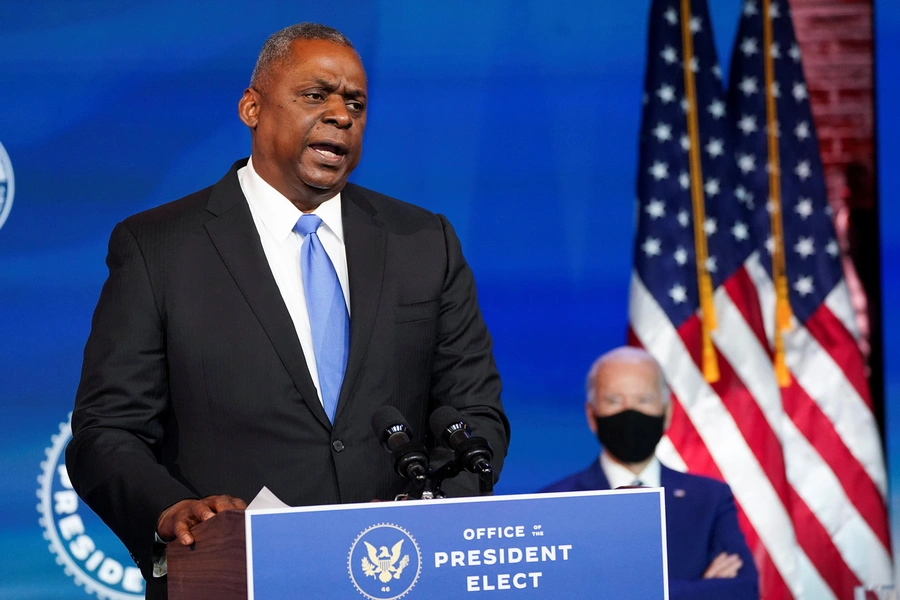 Retired General Lloyd Austin speaks after President-Elect Joe Biden announces his nomination as defense secretary in Wilmington, Delaware, on December 9, 2020. 