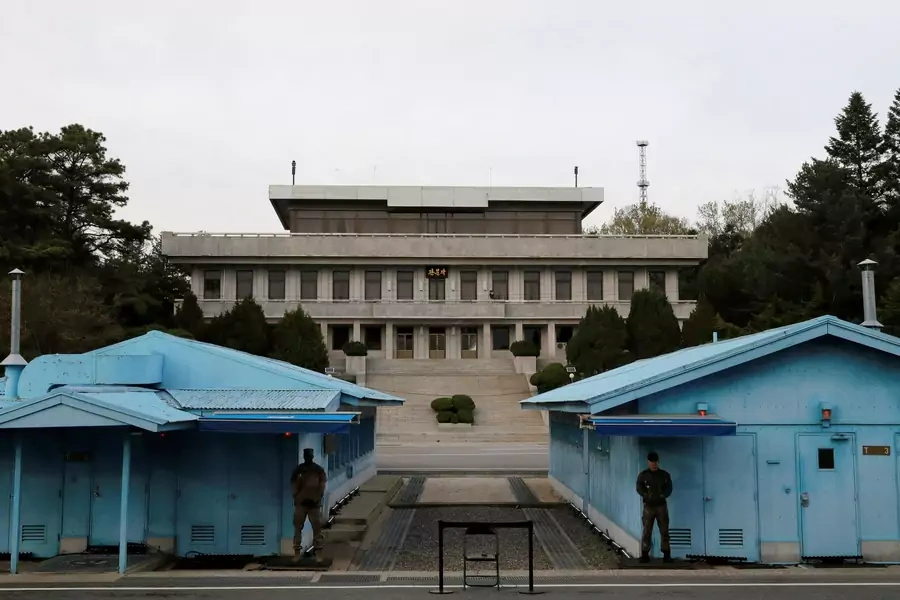 A general view of Panmunjom is seen ahead of a ceremony to mark the first anniversary of the Panmunjon declaration between North and South Korean leaders, on April 27, 2019.