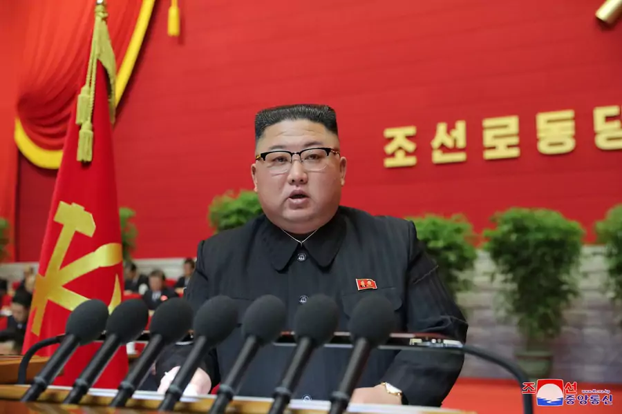 North Korean leader Kim Jong-un speaks during the 8th Congress of the Workers' Party in Pyongyang, North Korea, in this photo supplied by North Korea's Central News Agency (KCNA) on January 13, 2021.