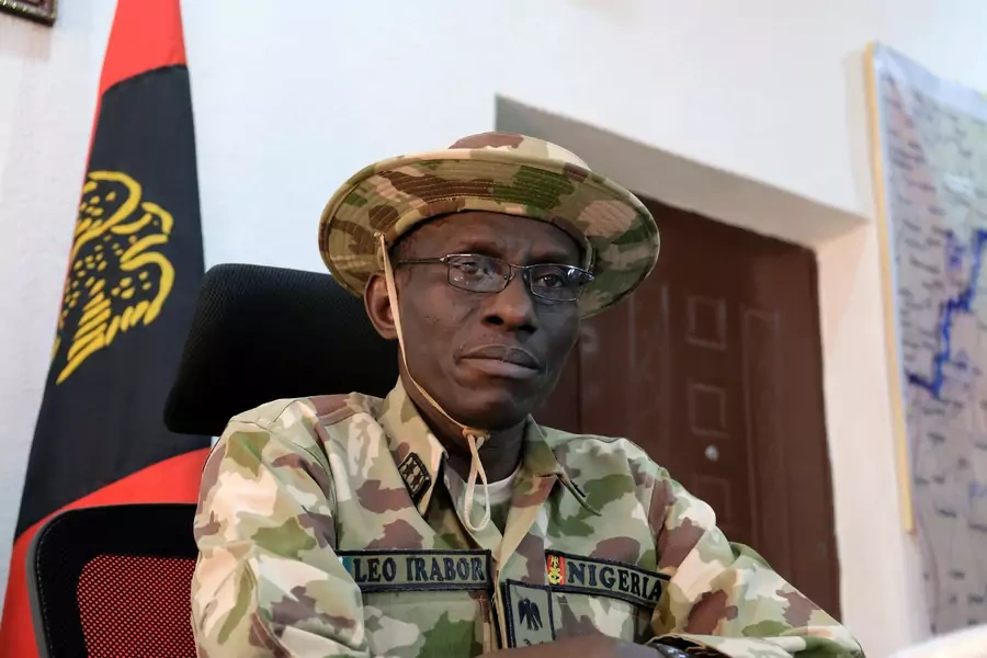Major General Leo Irabor, then-commander of the Nigerian military's operation against Islamist insurgency Boko Haram in the country's northeast, speaks to media during an interview in Maiduguri, Nigeria on February 15, 2017.