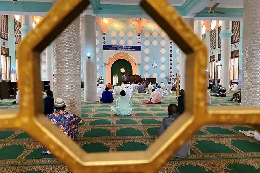 Muslim worshippers attend Friday prayers inside a mosque, after houses of worship reopened in Nigeria's commercial capital Lagos, amid concerns over the spread of the coronavirus disease (COVID-19), in Lagos, Nigeria on August 7, 2020.