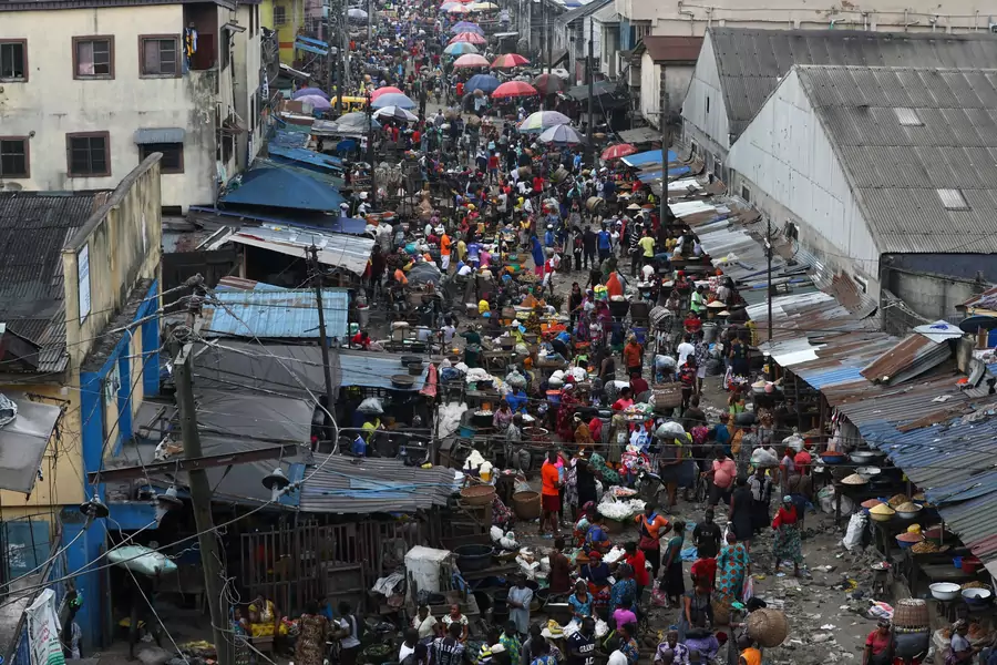 Shoppers crowd at a market place in Lagos, Nigeria on October 24, 2020.