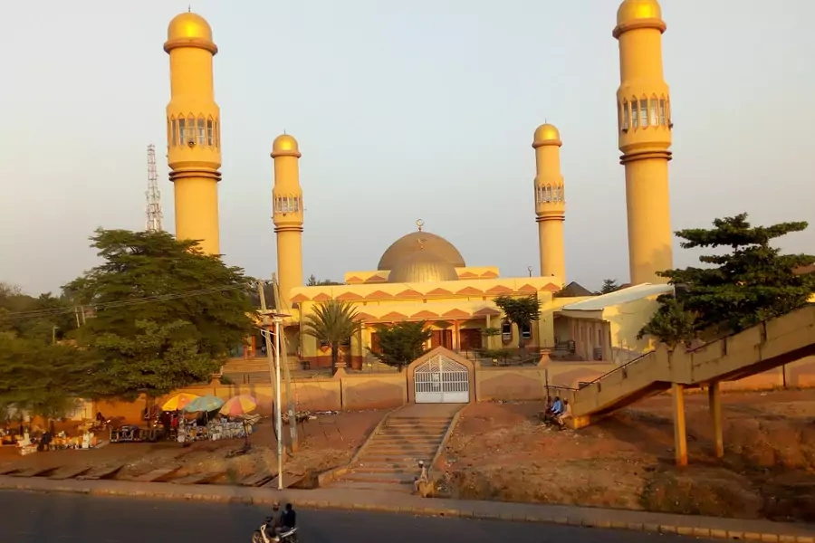 Sultan Bello Mosque, also known as the Kaduna Central Mosque, in Kaduna, Nigeria. The mosque is named after the former Sultan of Sokoto, Muhammadu Bello, son of Usman dan Fodio, founder of the Sokoto Caliphate.