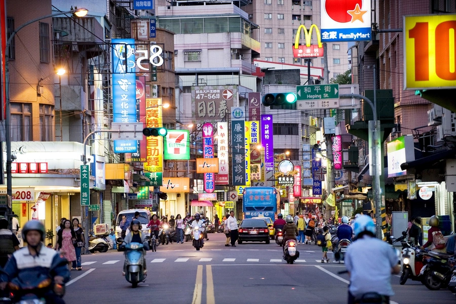 A commercial street in Taiwan's capital, Taipei