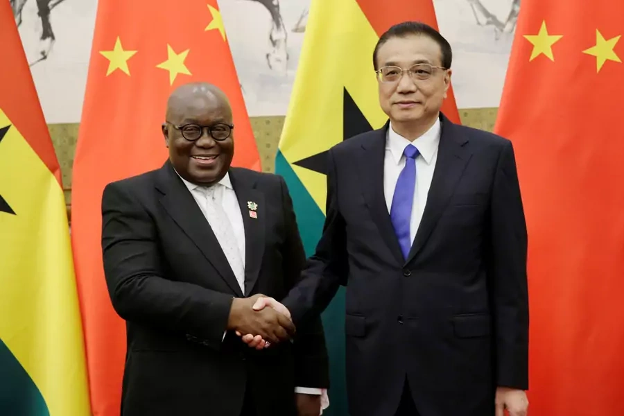China's Premier Li Keqiang (R) meets Ghana's President Nana Akufo-Addo at the Diaoyutai State Guesthouse in Beijing, China, on September 1, 2018.