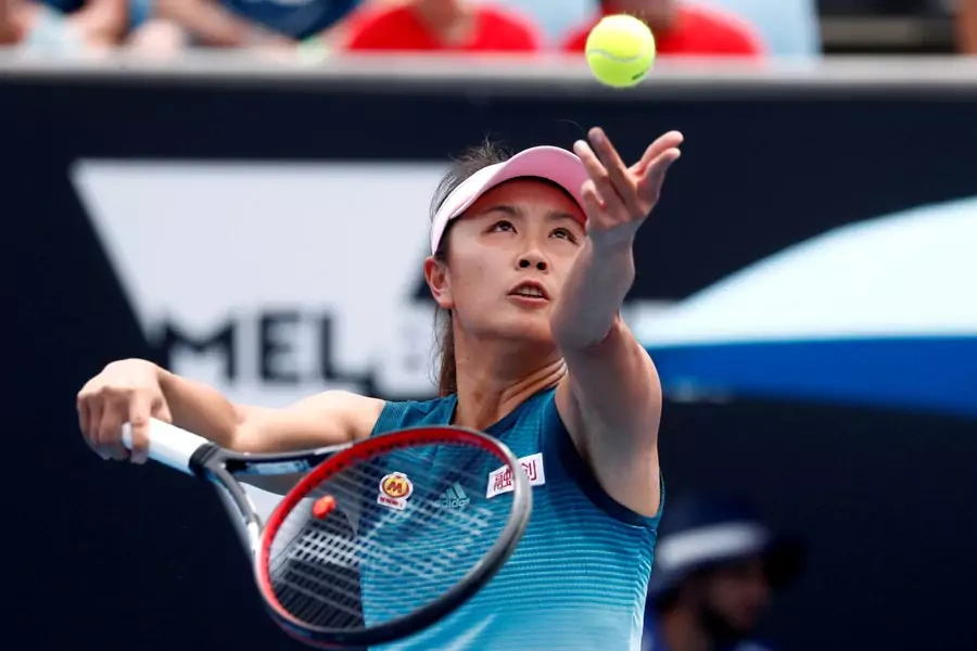 China’s Peng Shuai serves during a match at the Australian Open on January 15, 2019. 