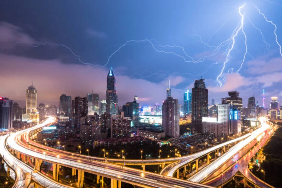 Shanghai's cityscape illuminated at night.